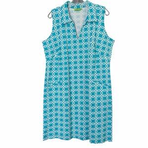 Katherine Way St. Regis Dress Womens 2X Lattice Blue UPF 50+ Resort Vacation NWT